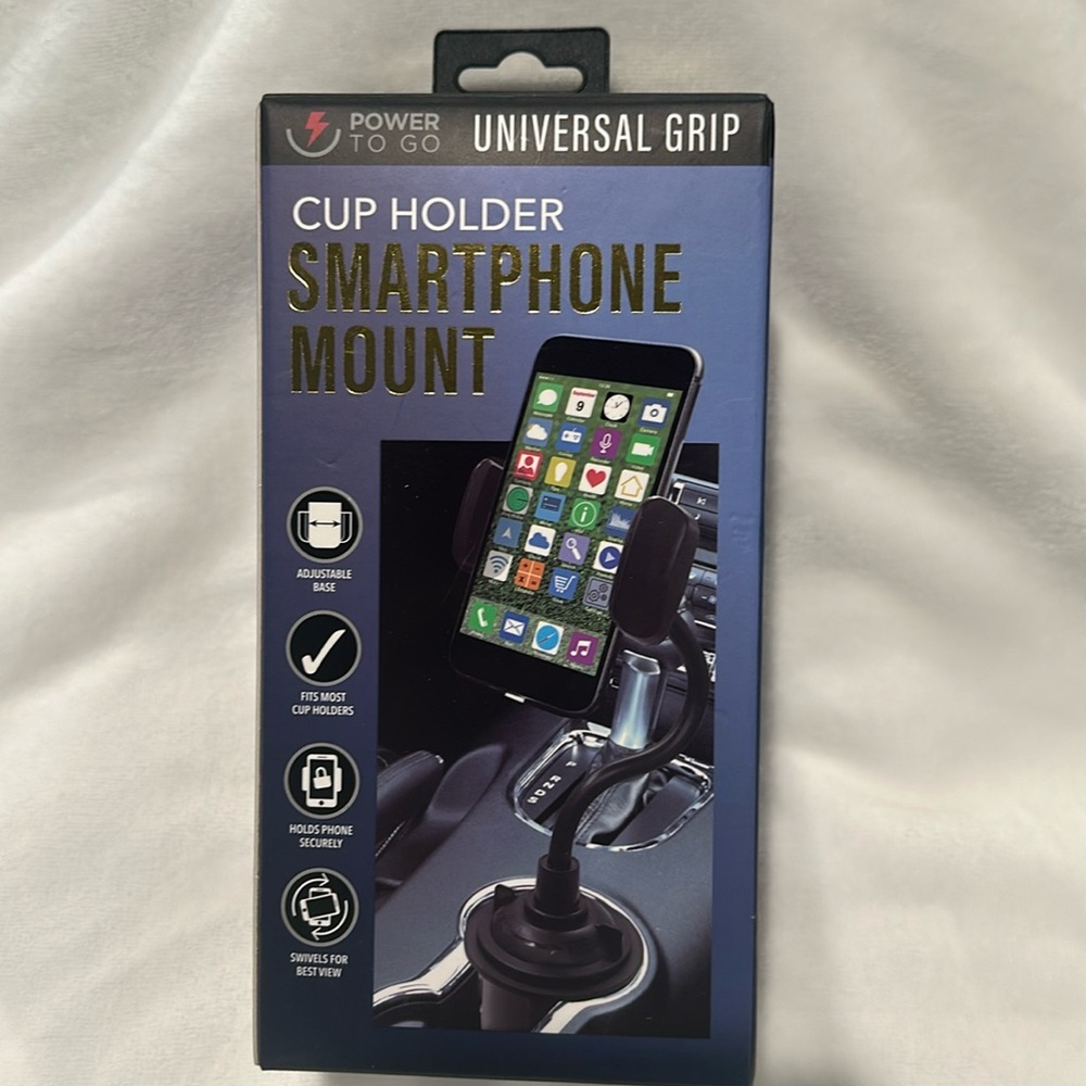 NIB POWER TO GO Cup Holder Smartphone Mount.